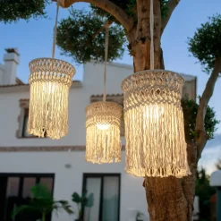 Newgarden hanglamp Mykonos, wit, katoen