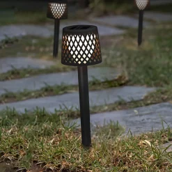 Newgarden LED lamp op zonne-energie Gretita, zwart, grondspies, 4 st