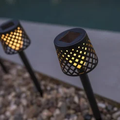Newgarden LED lamp op zonne-energie Gretita, zwart, grondspies, 4 st
