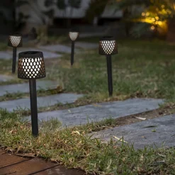 Newgarden LED lamp op zonne-energie Gretita, zwart, grondspies, 4 st