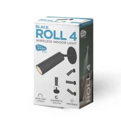 Newgarden LED wandlamp Roll 4, zwart, draaibaar