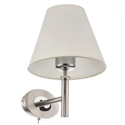 Nikkelen wandlamp Lilly met stoffen kap