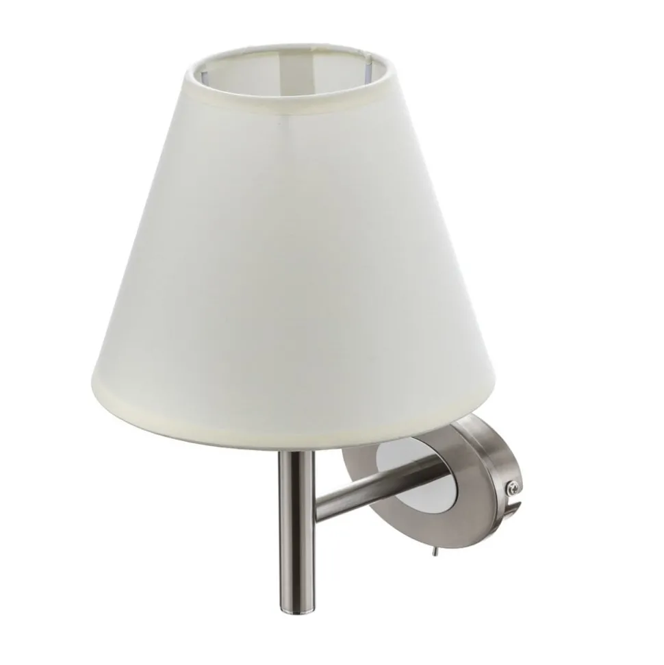 Nikkelen wandlamp Lilly met stoffen kap