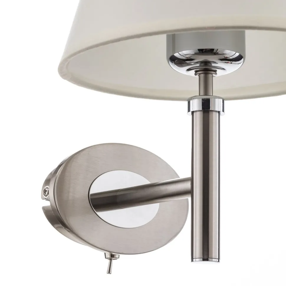 Nikkelen wandlamp Lilly met stoffen kap