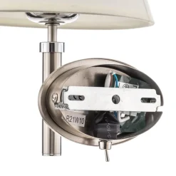 Nikkelen wandlamp Lilly met stoffen kap