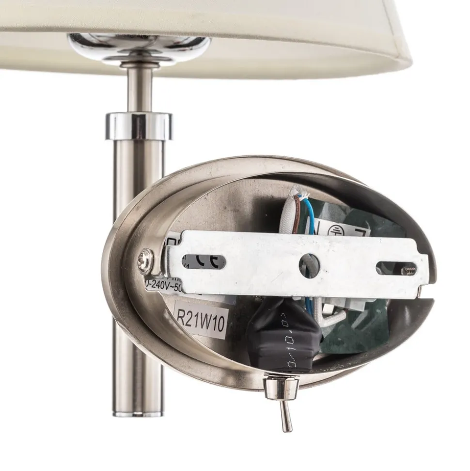 Nikkelen wandlamp Lilly met stoffen kap