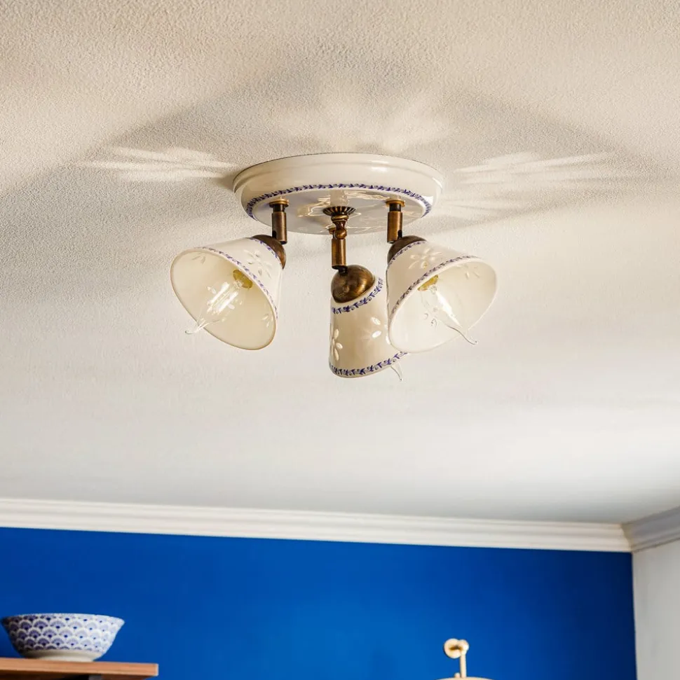 NONNA plafondlamp in wit keramiek, 3-lamps