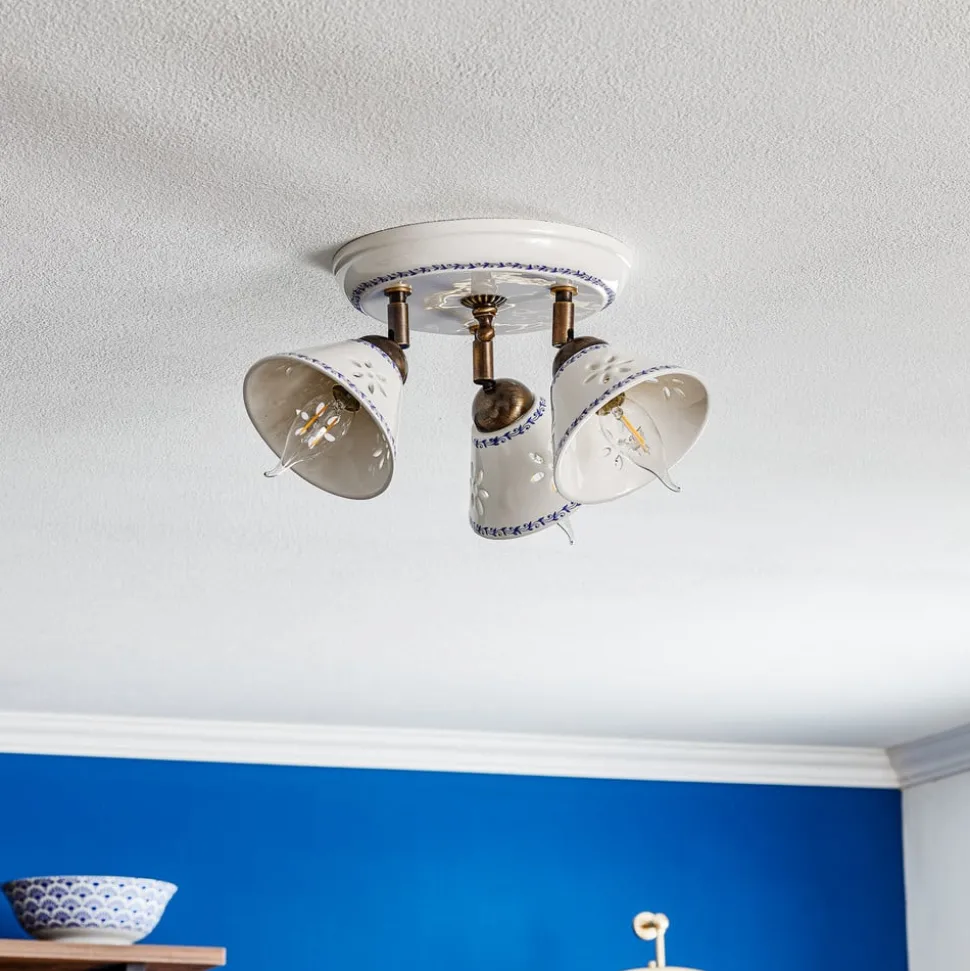 NONNA plafondlamp in wit keramiek, 3-lamps