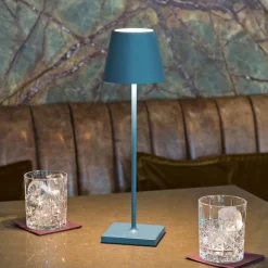 Nuindie LED oplaadbare tafellamp, USB-C, blauw, IP54, dimbaar