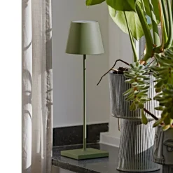 Nuindie LED oplaadbare tafellamp, USB-C, spar groen, IP54, dimbaar