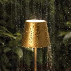 Nuindie LED oplaadbare tafellamp, USB-C, goud, IP54, dimbaar