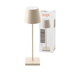 Nuindie LED oplaadbare tafellamp, USB-C, beige, IP54, dimbaar