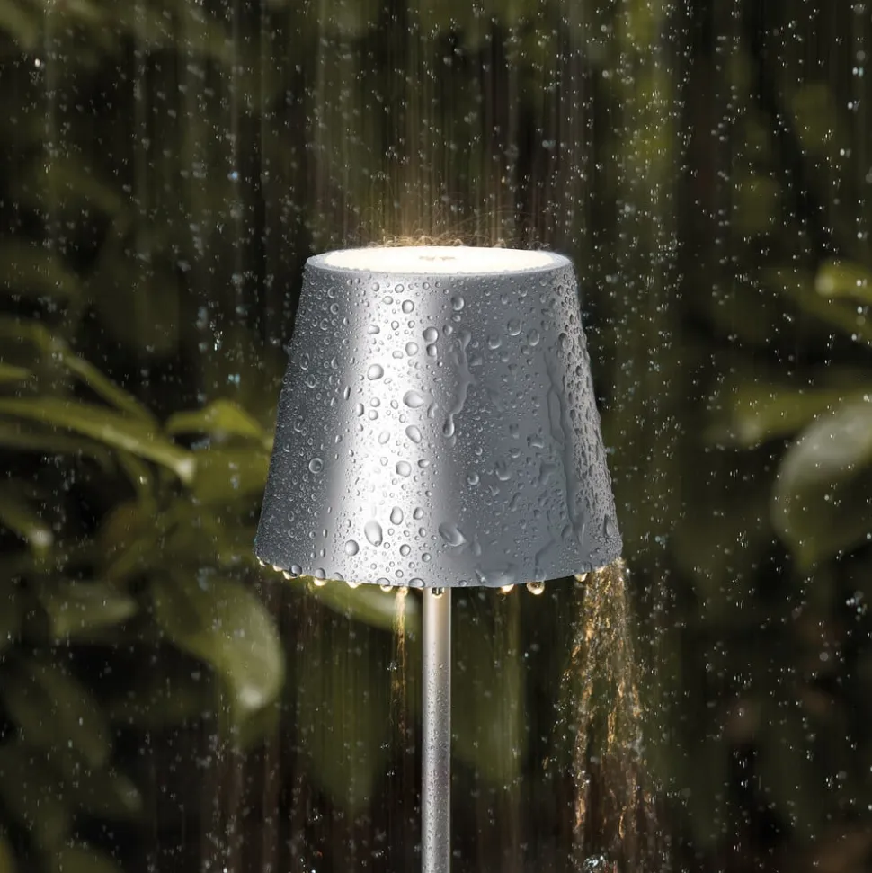 Nuindie mini LED oplaadbare tafellamp, Easy Connect, zilver, dimbaar.