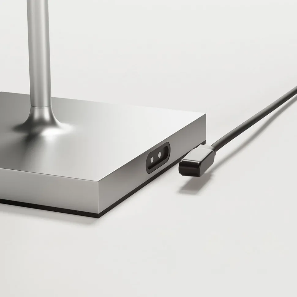 Nuindie mini LED oplaadbare tafellamp, Easy Connect, zilver, dimbaar.