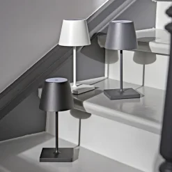 Nuindie mini LED oplaadbare tafellamp, USB, grafiet, IP54, dimbaar