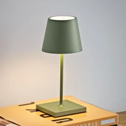 Nuindie mini LED oplaadbare tafellamp, USB-C, saliegroen, dimbaar