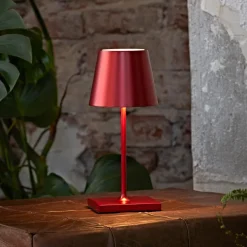 Nuindie mini LED oplaadbare tafellamp, Easy Connect, rood, dimbaar
