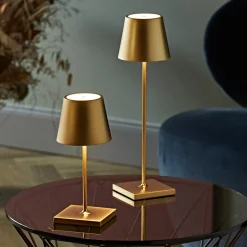 Nuindie mini LED oplaadbare tafellamp, USB-C, goud, IP54, dimbaar