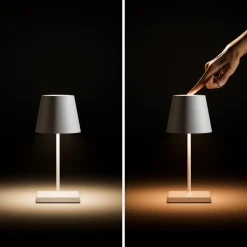 Nuindie mini LED oplaadbare tafellamp, USB-C, wit, IP54, dimbaar