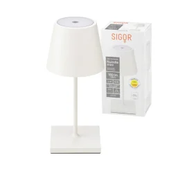 Nuindie mini LED oplaadbare tafellamp, USB-C, wit, IP54, dimbaar