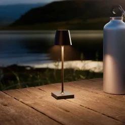 Nuindie pocket LED oplaadbare tafellamp, zwart, IP54, dimbaar