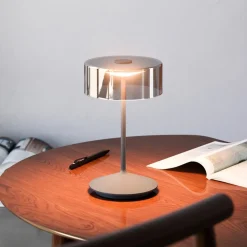 Numotion LED oplaadbare tafellamp, grafiet, glas, IP54, dimbaar