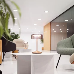 Numotion LED oplaadbare tafellamp, brons, glas, IP54, dimbaar