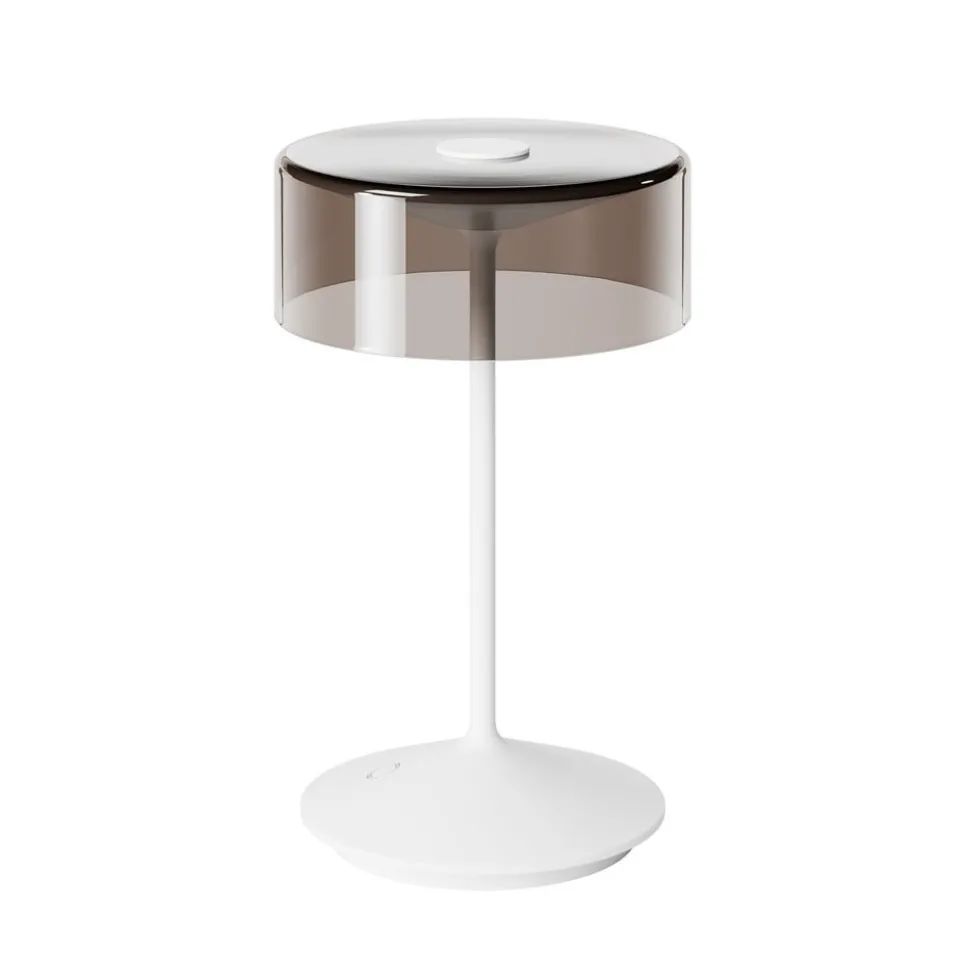 Numotion LED oplaadbare tafellamp, wit, glas, IP54, dimbaar