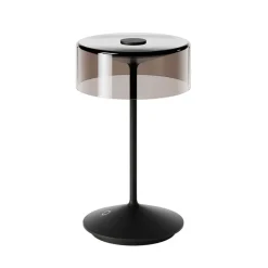 Numotion LED oplaadbare tafellamp, zwart, glas, IP54, dimbaar