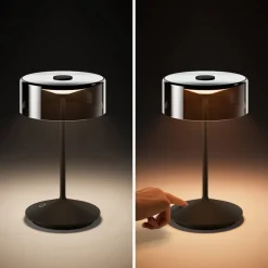 Numotion LED oplaadbare tafellamp, zwart, glas, IP54, dimbaar