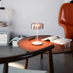 Numotion LED oplaadbare tafellamp, beige, glas, IP54, dimbaar