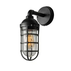 Olbia buitenwandlamp, zwart, aluminium, hoogte 33 cm