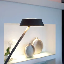 OLIGO Glance LED vloerlamp gebogen mat zwart