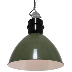 Olijfgroene pendellamp Frisk in industr. ontwerp
