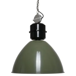 Olijfgroene pendellamp Frisk in industr. ontwerp