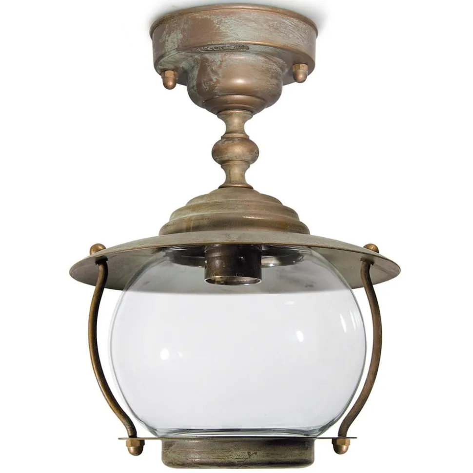 Olivia buiten plafondlamp, IP44, messing, glas