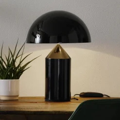 Oluce Atollo tafellamp, dimbaar, Ø38cm, zwart