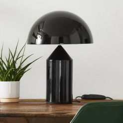 Oluce Atollo tafellamp, dimbaar, Ø38cm, zwart