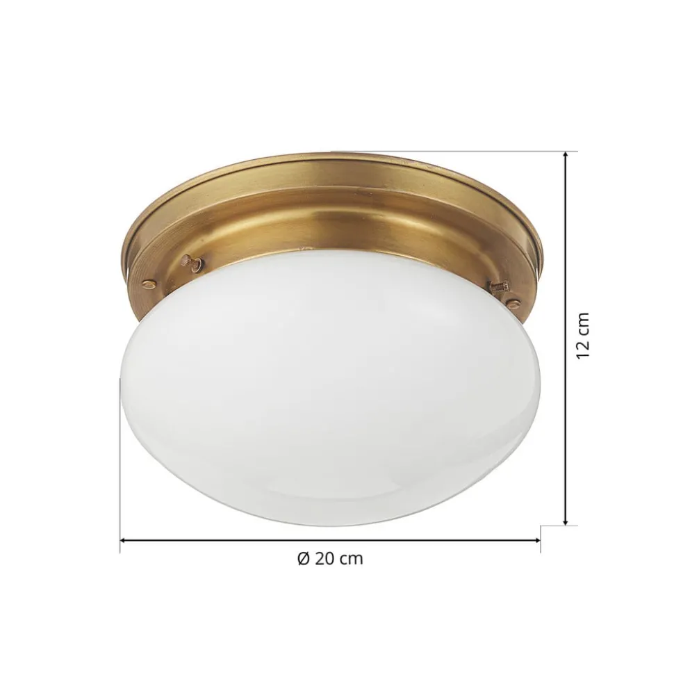 Opalen plafondlamp HARRY met messing