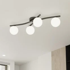 OPUS plafondlamp, lengte 85 cm, opaal, lengte 84 cm, 4-lamps.