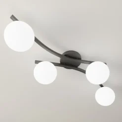 OPUS plafondlamp, lengte 85 cm, opaal, lengte 84 cm, 4-lamps.