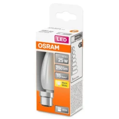 OSRAM kaarslamp B22d 2,5W 2.700K mat