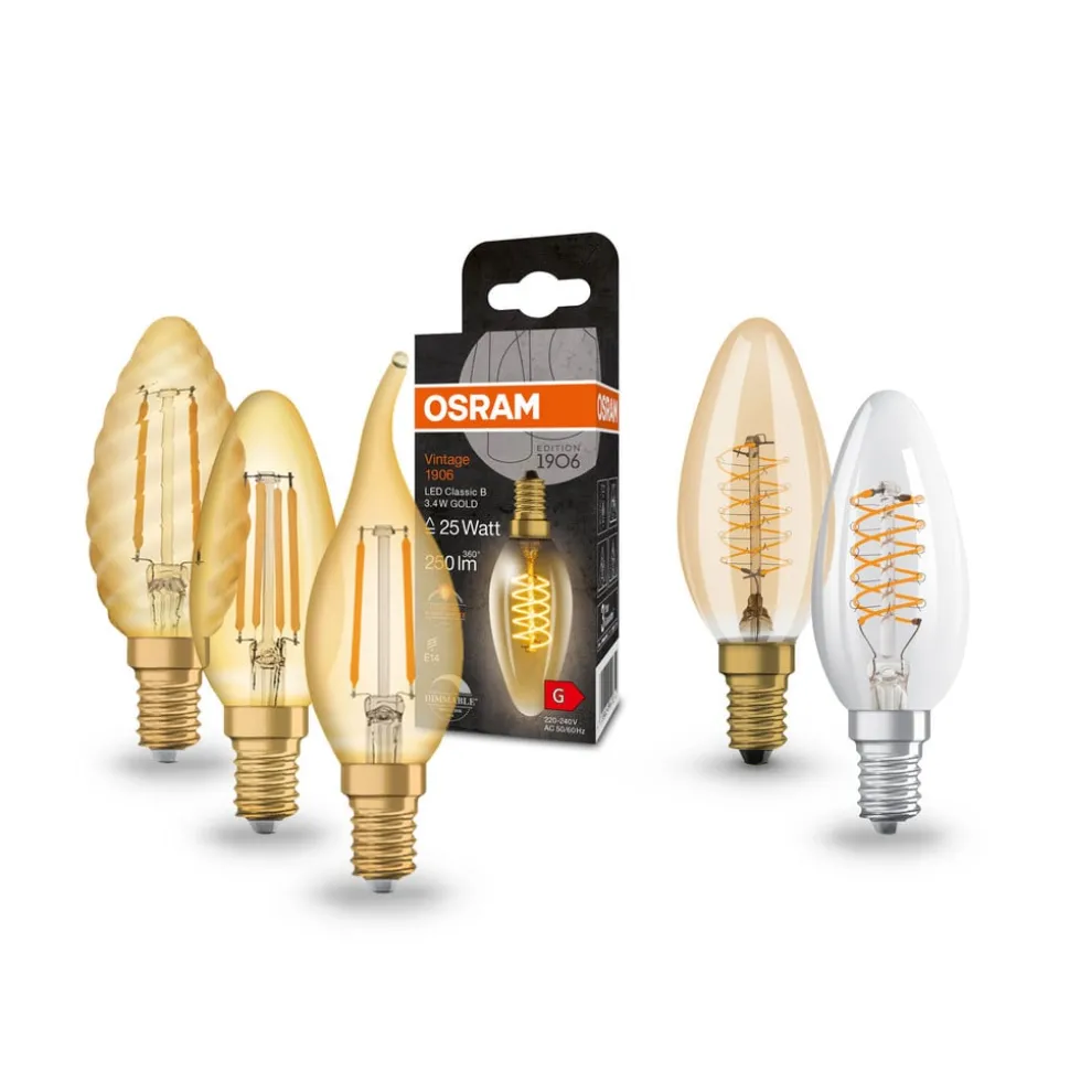 OSRAM kaarslamp Vintage 1906, E14 gloeidraad 4W 824 goud