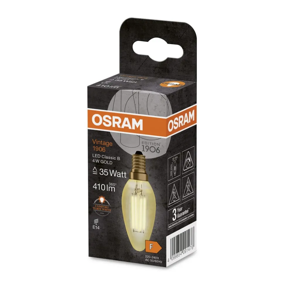 OSRAM kaarslamp Vintage 1906, E14 gloeidraad 4W 824 goud