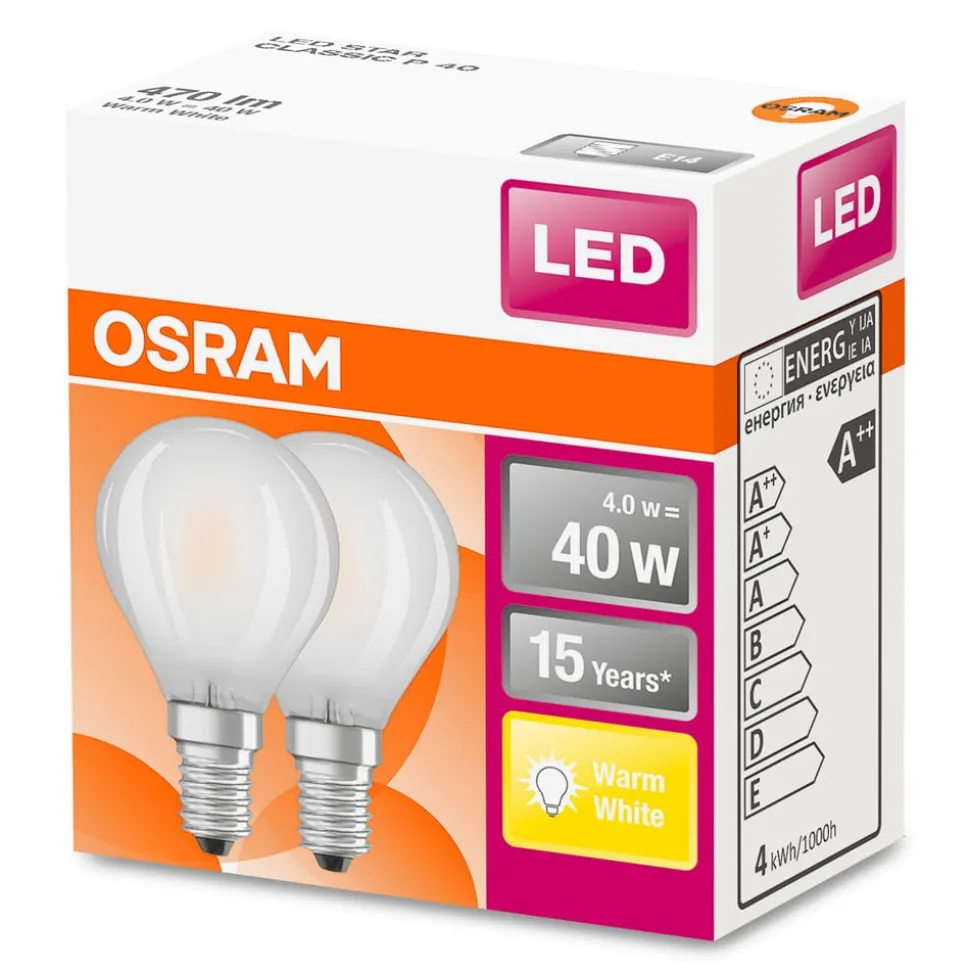 OSRAM LED druppellamp E14 4W warmwit 2 per set