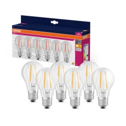 OSRAM LED filament lamp E27 6,5W 827 6-pack