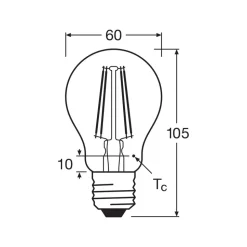 OSRAM LED filament lamp E27 6,5W 827 6-pack