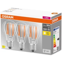 OSRAM LED filament lamp E27 Base 11W 2.700K per 3
