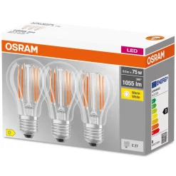 OSRAM LED filament lamp E27 Base 7,5W 2.700K per 3