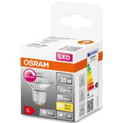 OSRAM LED glas-reflector GU10 3,4W 927 36° dimbaar